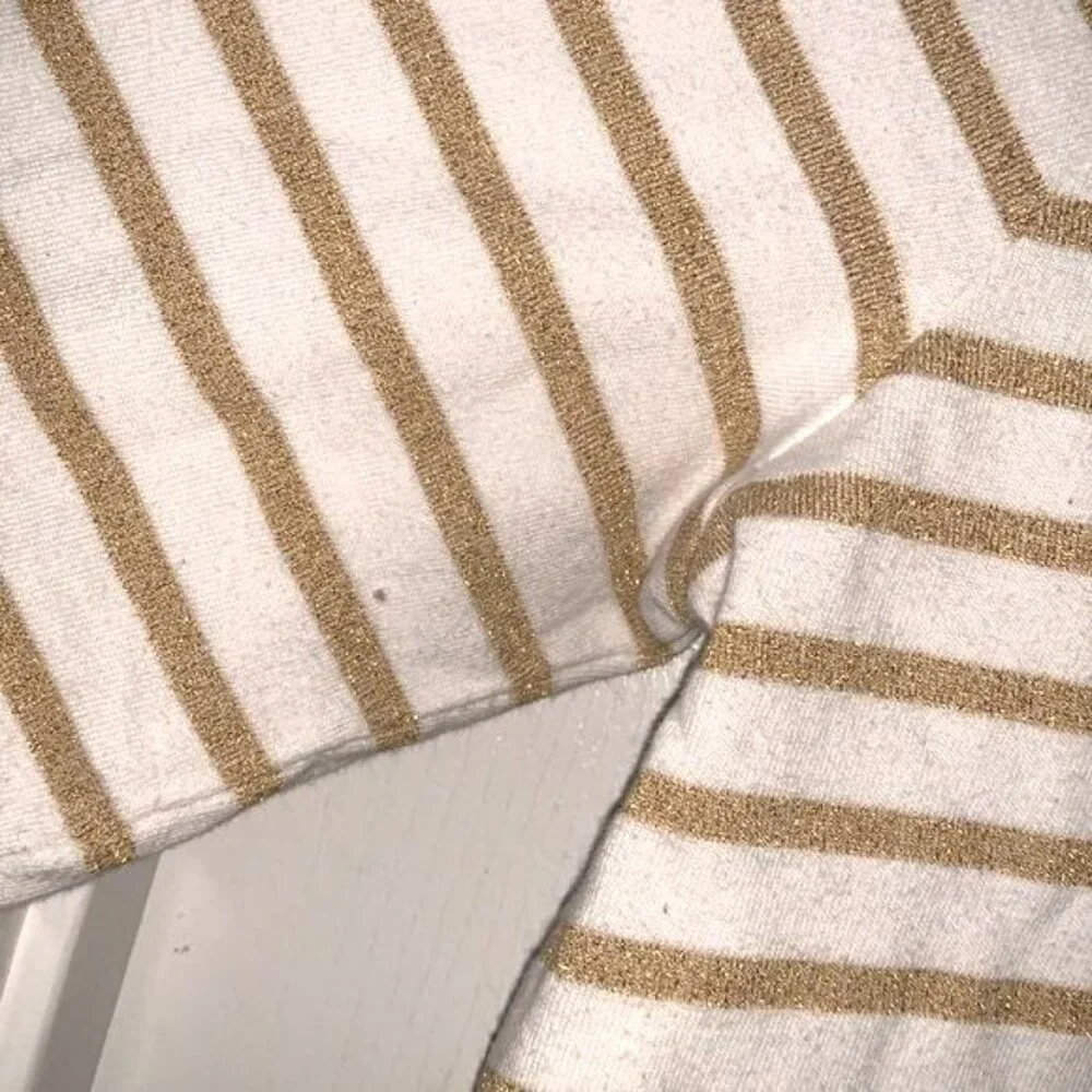 Style & Co Womens Striped Sweatshirt L White & Gold - Picture 4 of 8